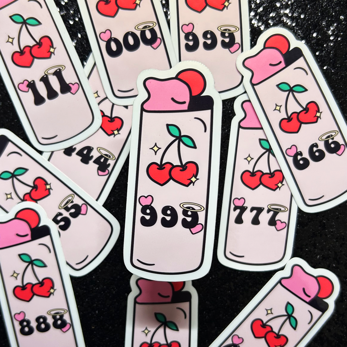 Angel Number Cherry Lighter Vinyl Sticker