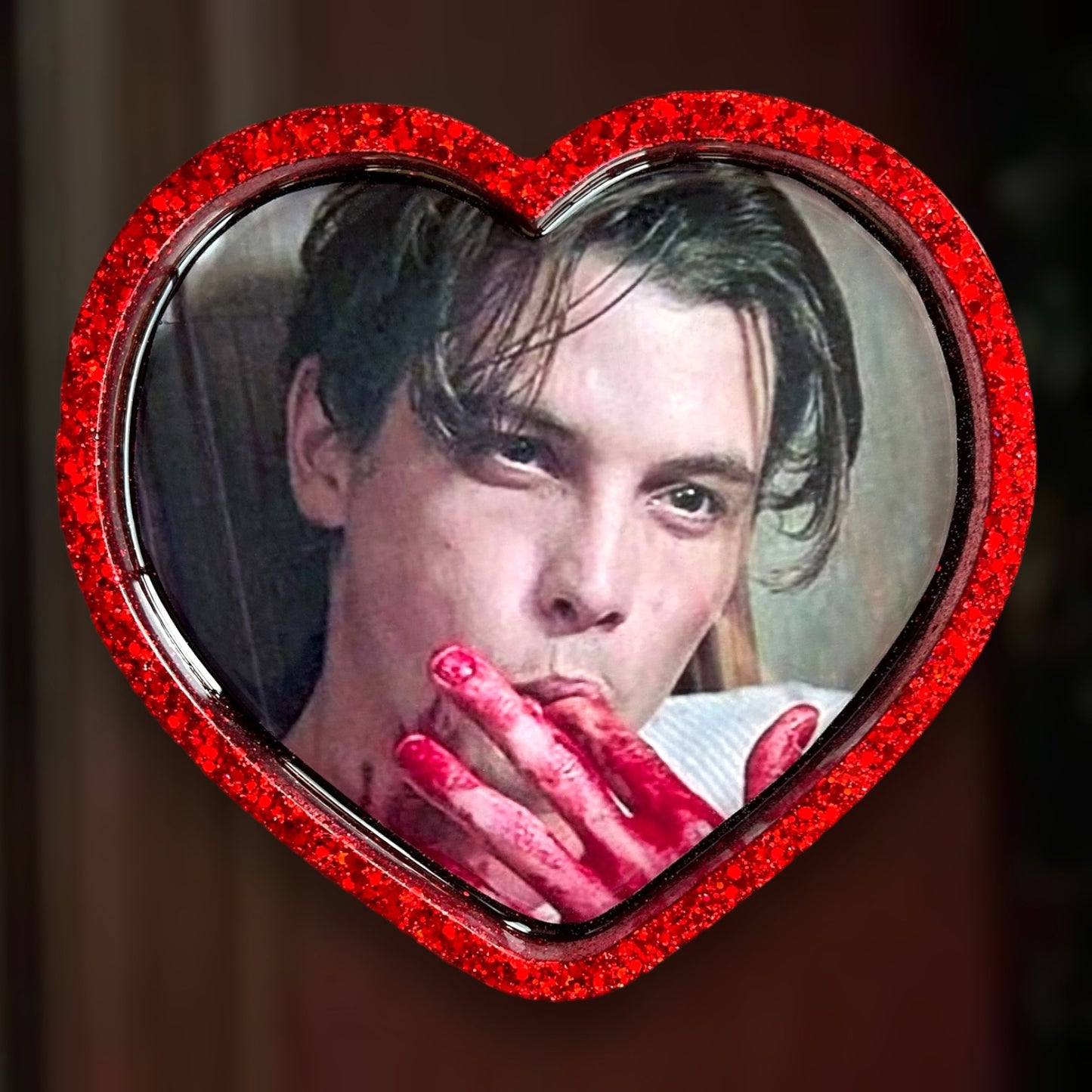 Scream-inspired Billy Loomis Ghostface corn syrup heart-shaped resin trinket dish