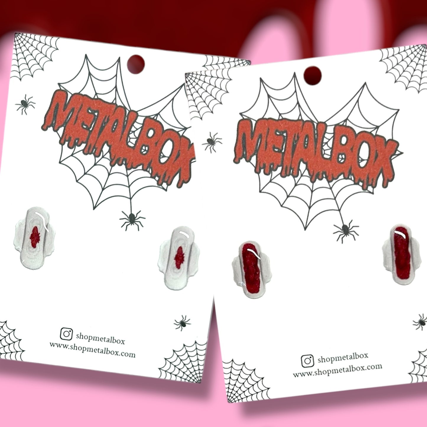 Bloody maxi pad feminine health period positive resin stud earrings