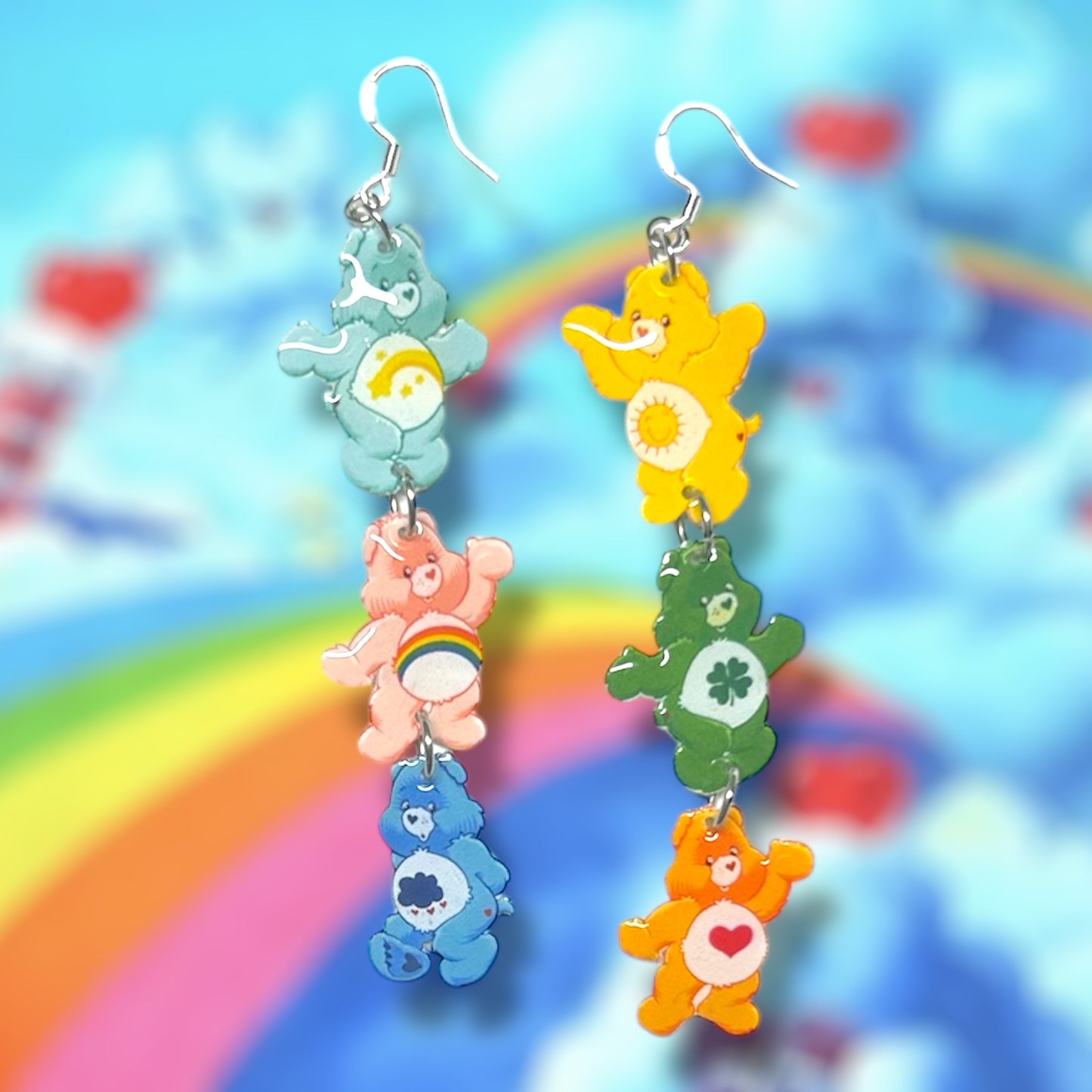 Care Bears stacked resin statement earrings