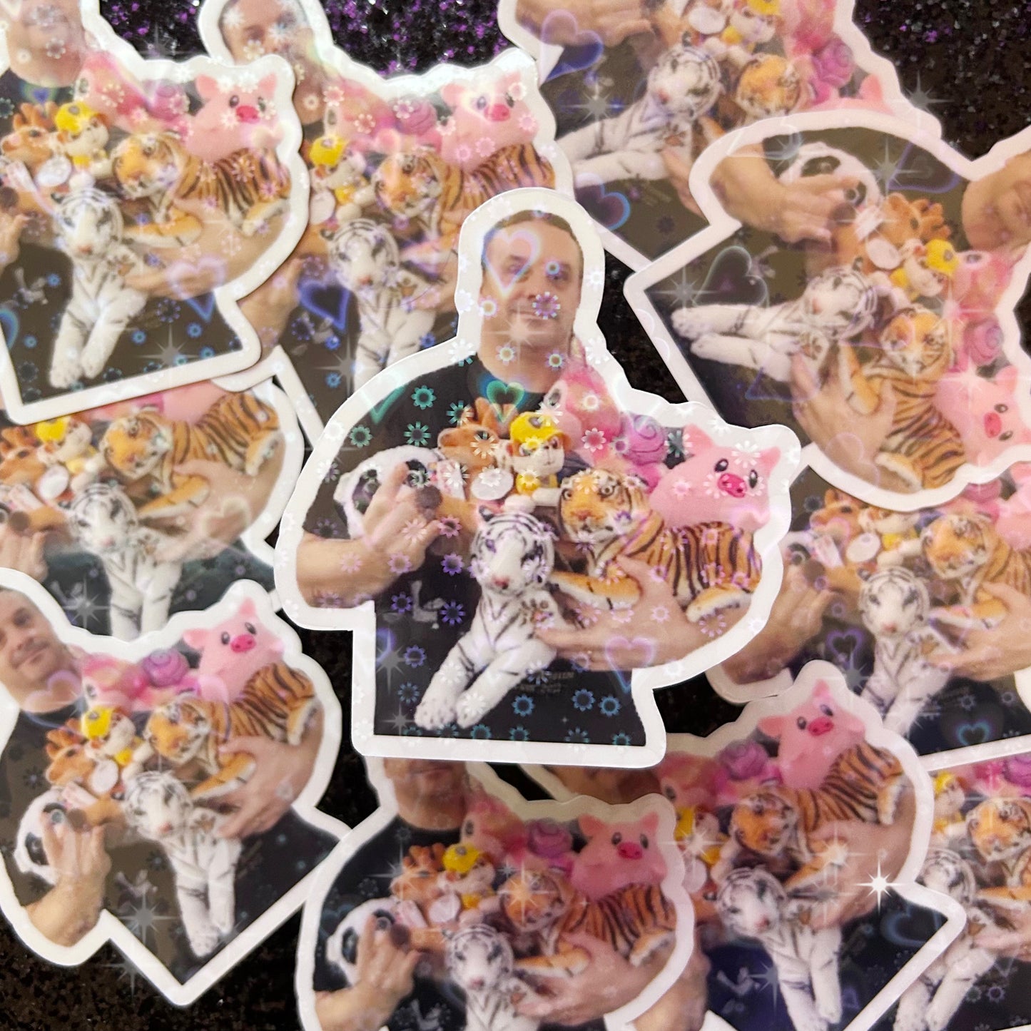 Cannibal Corpse Corpsegrinder with stuffed animals holographic heart vinyl sticker