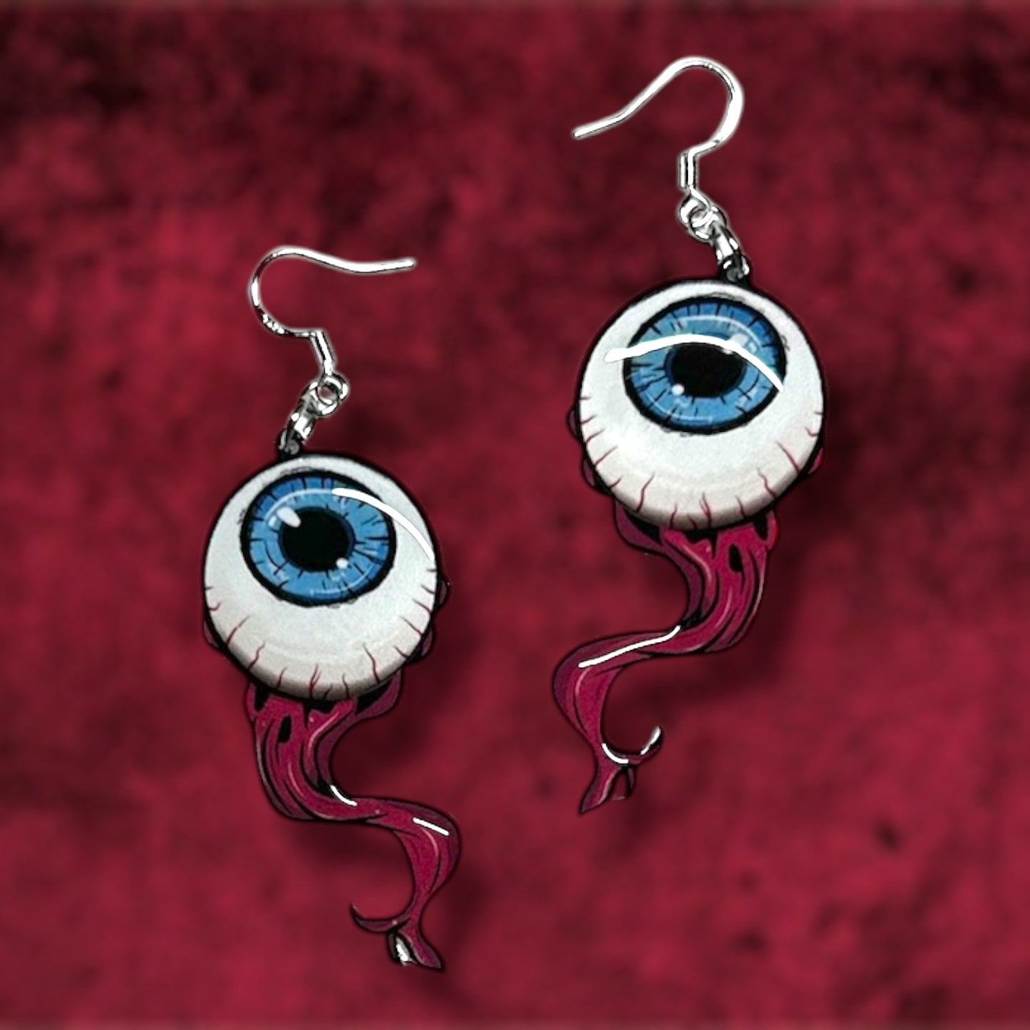 Blue eyeball oddities curiosities resin statement earrings