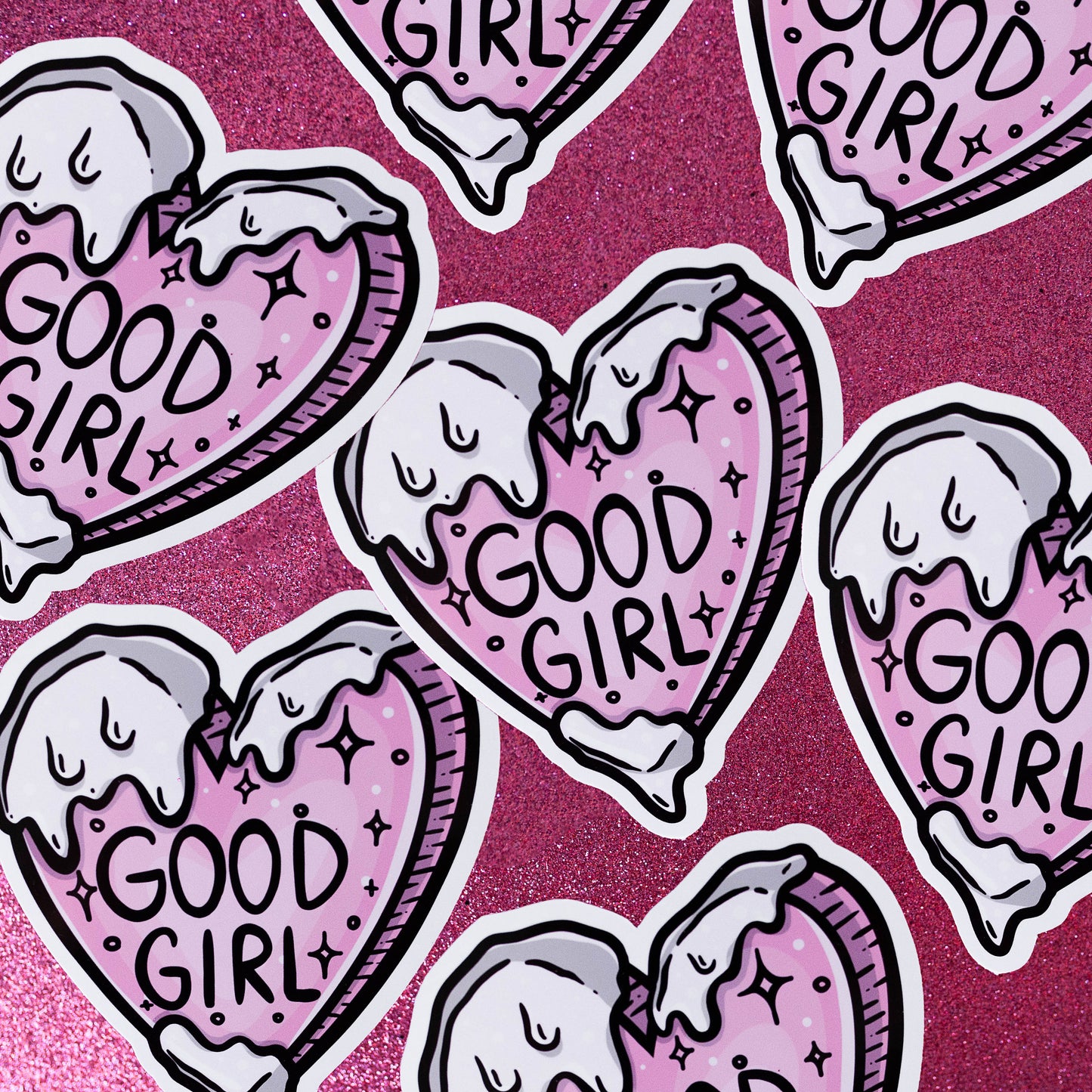Good girl kinky BDSM heart-shaped vinyl sticker