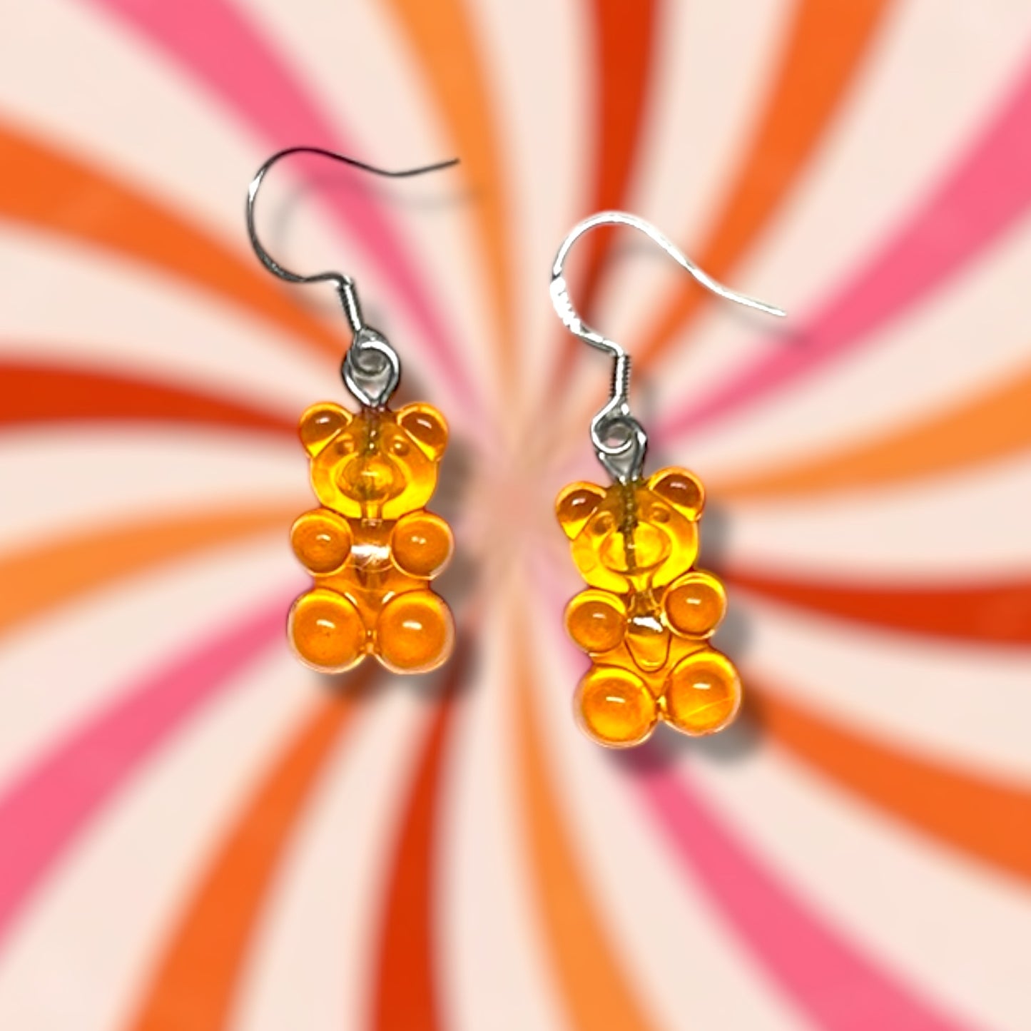 Plastic gummy bear dangle earrings