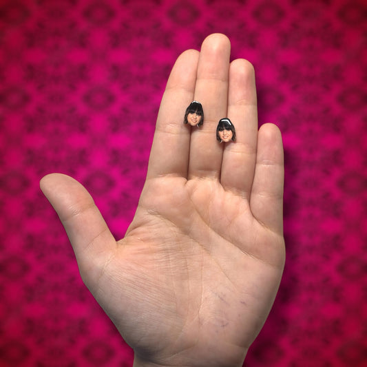 Natasia Demetriou face resin stud earrings