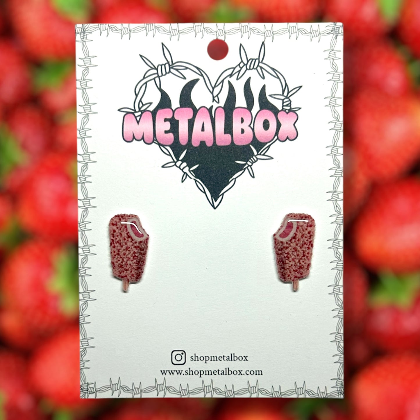 Strawberry shortcake bar Popsicle resin stud earrings