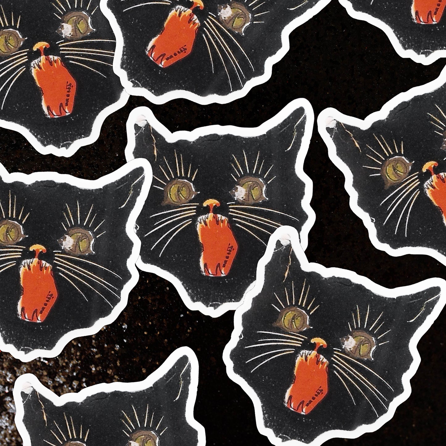 Vintage Halloween cat vinyl sticker