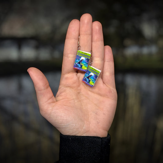 Goosebumps The Werewolf of Fever Swamp miniature book dangle earrings