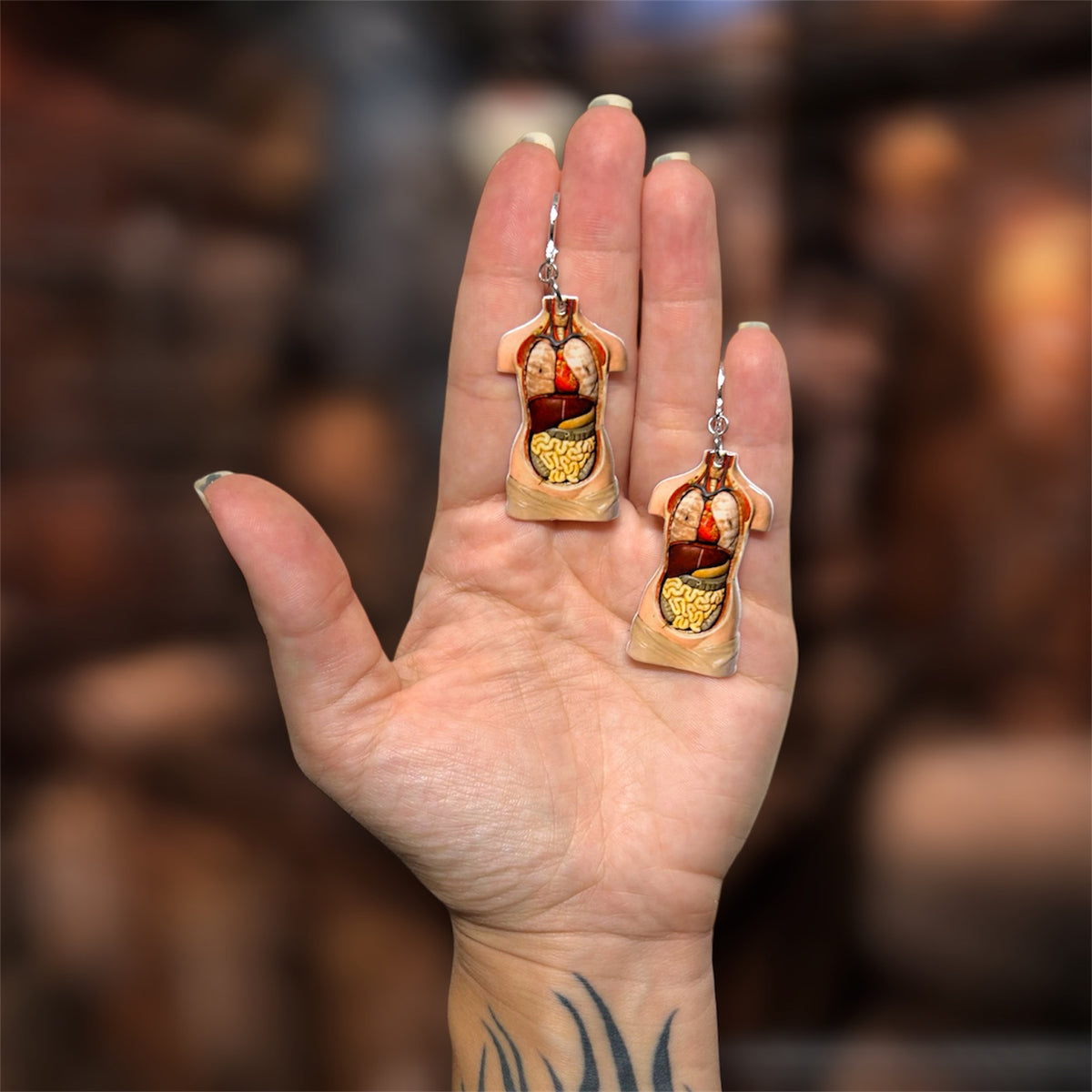 Human Torso Body Model Oddities Statement Earrings