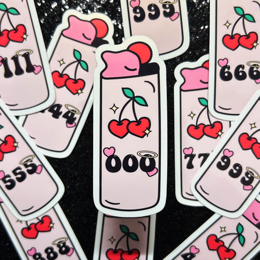 Angel Number Cherry Lighter Vinyl Sticker