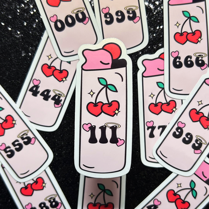 Angel Number Cherry Lighter Vinyl Sticker