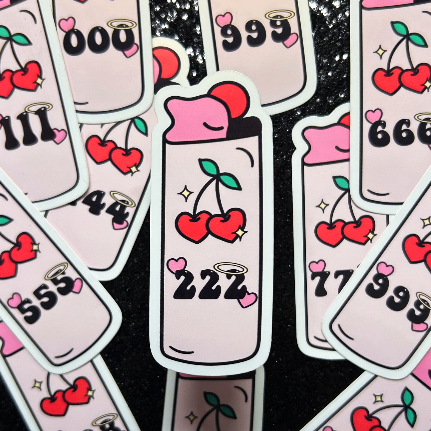 Angel Number Cherry Lighter Vinyl Sticker