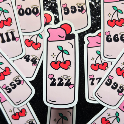 Angel Number Cherry Lighter Vinyl Sticker