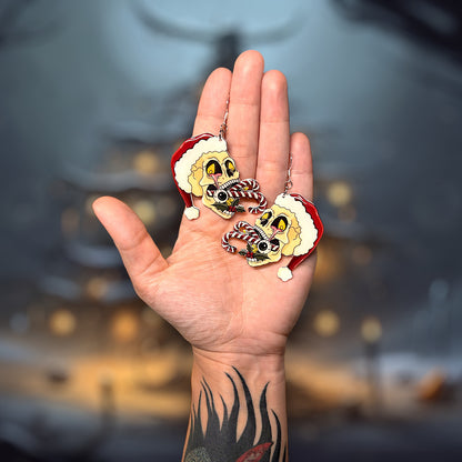 Santa Skull Creepmas Statement Earrings