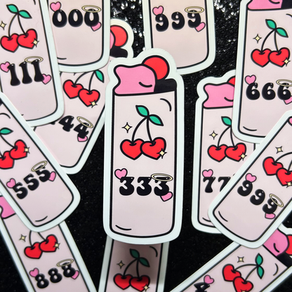 Angel Number Cherry Lighter Vinyl Sticker