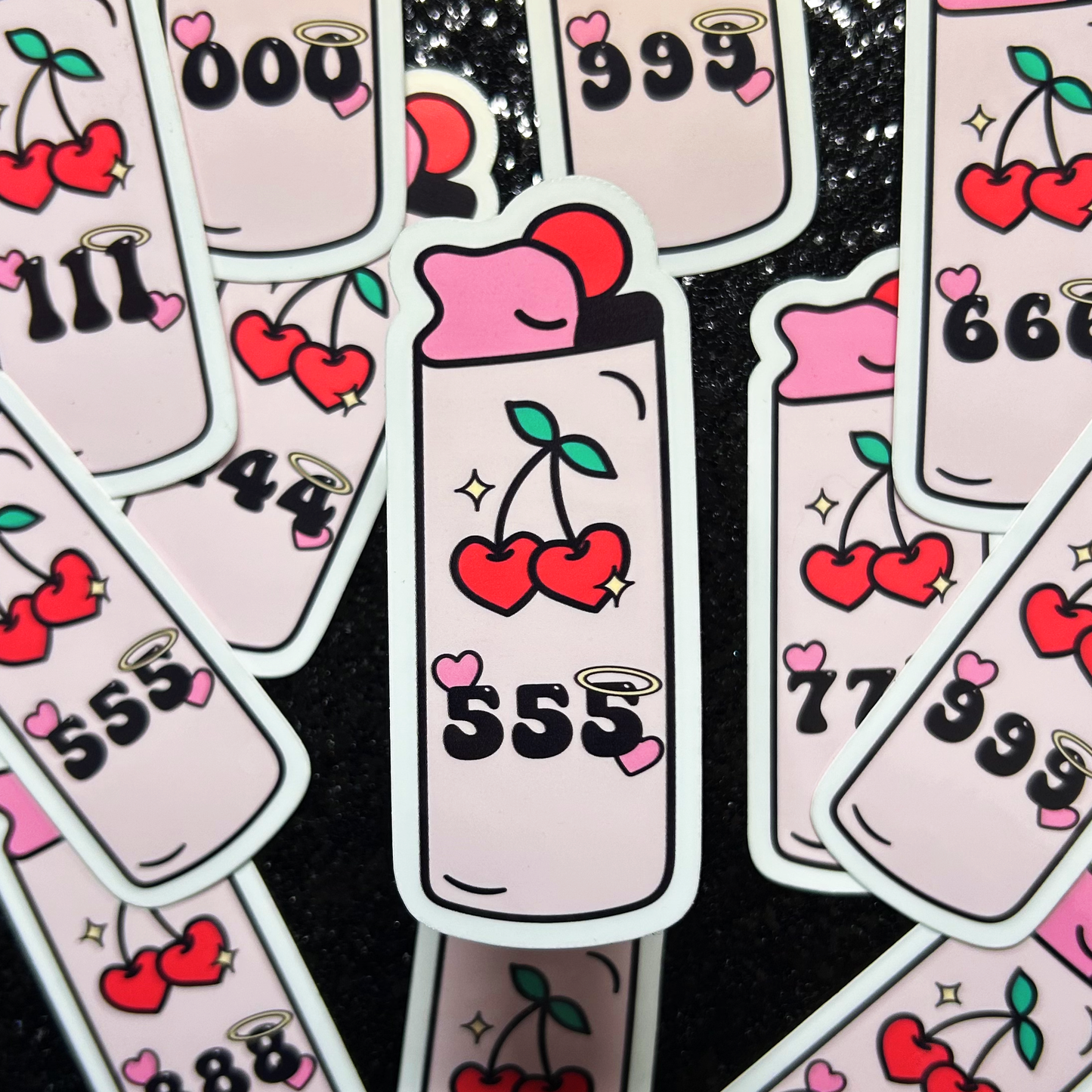 Angel Number Cherry Lighter Vinyl Sticker