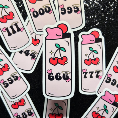 Angel Number Cherry Lighter Vinyl Sticker
