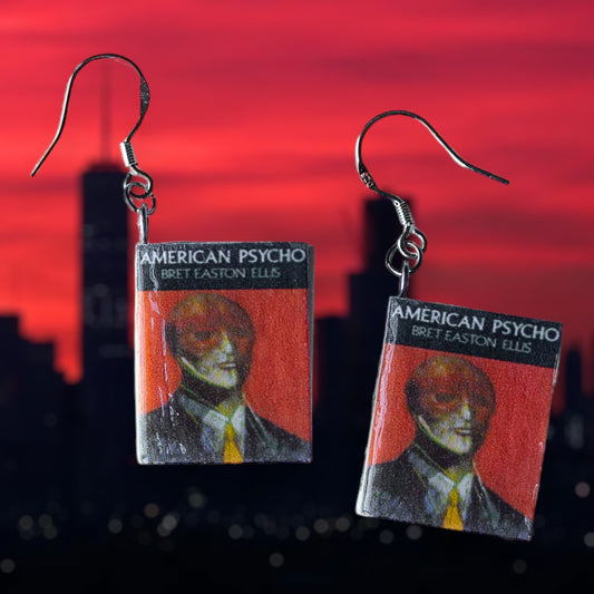 American Psycho miniature book dangle earrings