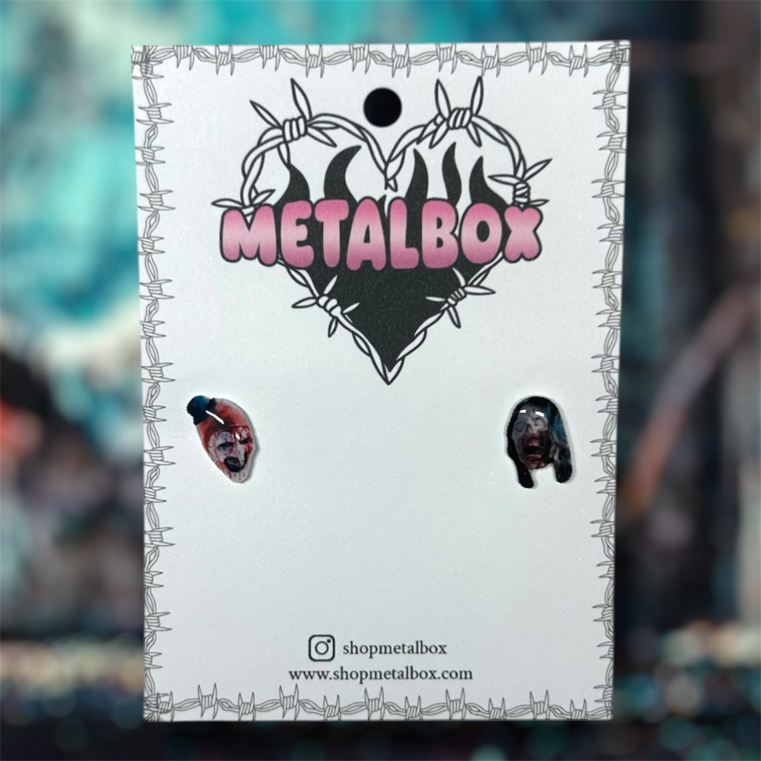 Terrifier Art the Clown and Vicky face resin stud earrings