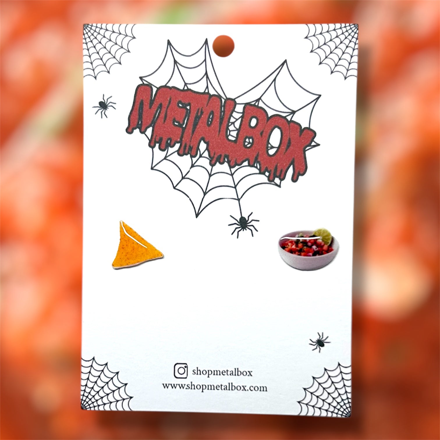 Tortilla chip and salsa with lime resin stud earrings