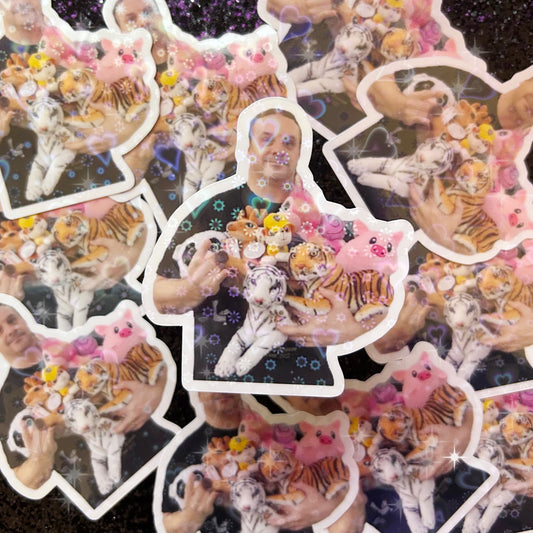 Cannibal Corpse Corpsegrinder with stuffed animals holographic heart vinyl sticker