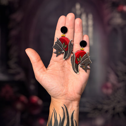 Ornament Bat Creepmas Statement Earrings