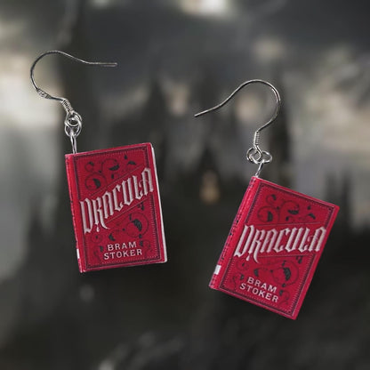 Dracula Bram Stoker miniature book dangle earrings