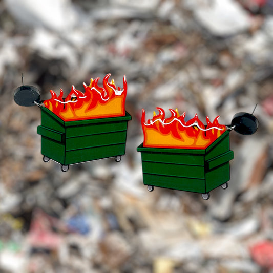 Dumpster fire resin statement earrings