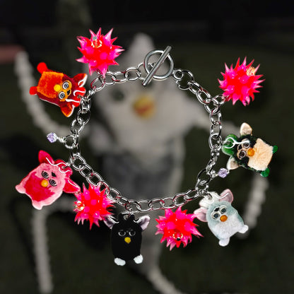 Cursed Furby spiky rubber beads charm bracelet