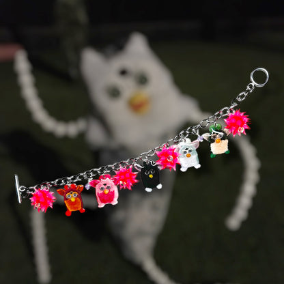 Cursed Furby spiky rubber beads charm bracelet