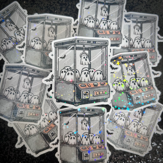 Holographic ghost vending machine vinyl sticker