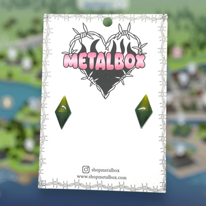The Sims-inspired The Sims 4 TS4 green plumbob resin stud earrings 