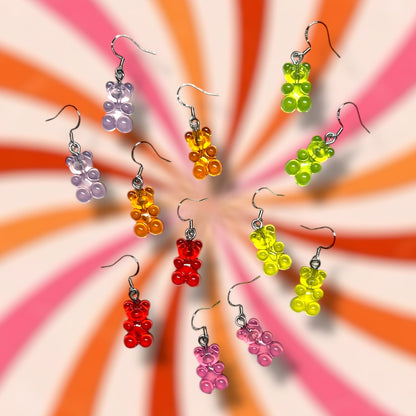 Plastic gummy bear dangle earrings