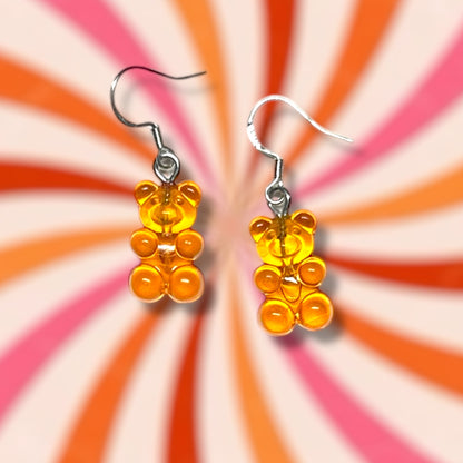 Plastic gummy bear dangle earrings