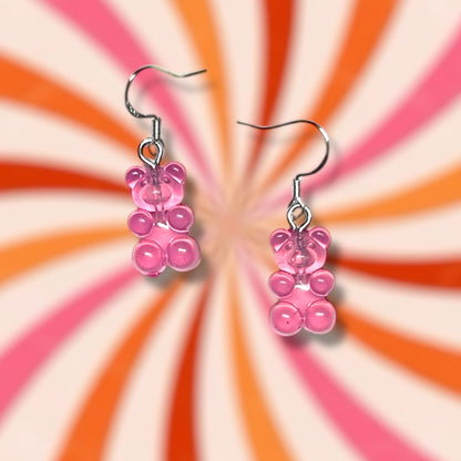 Plastic gummy bear dangle earrings