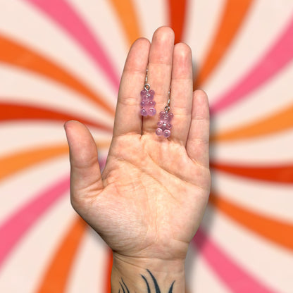 Plastic gummy bear dangle earrings