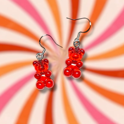 Plastic gummy bear dangle earrings
