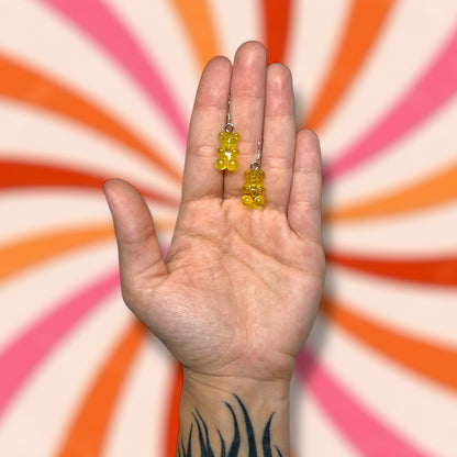 Plastic gummy bear dangle earrings