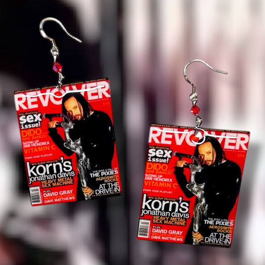 Korn Revolver Magazine Jonathan Davis Heavy Metal Sex Machine magazine cover beaded resin statement earrings