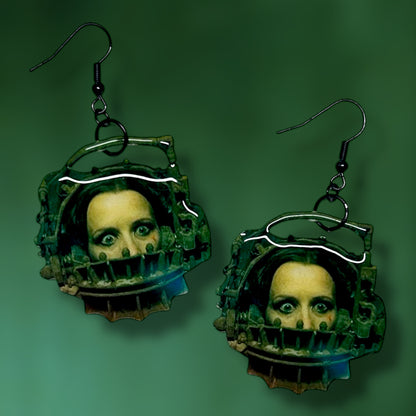 SAW Amanda in reverse bear trap resin statement earrings