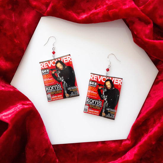 Revolver magazine Korn Jonathan Davis Heavy Metal Sex Machine beaded resin statement earrings