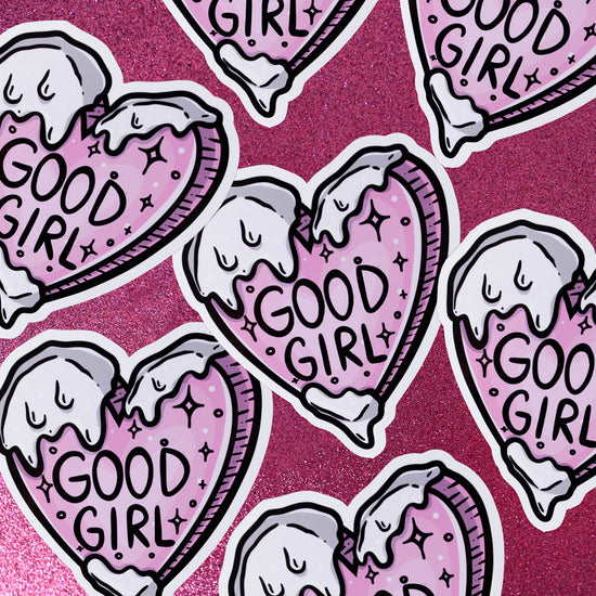 Good girl kinky BDSM heart-shaped vinyl sticker
