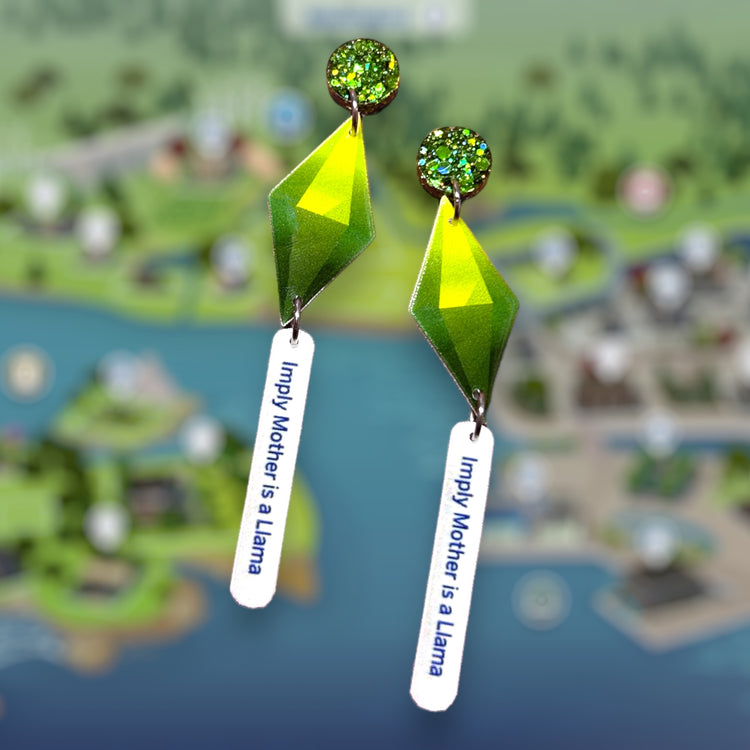 The Sims 4 plumbob interaction bubble glitter resin statement earrings