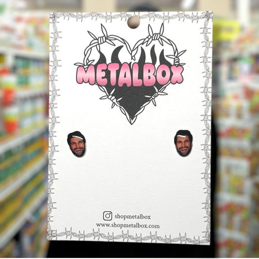 Kayvan Novak face resin stud earrings