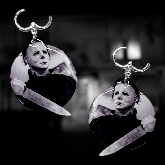 Halloween Michael Myers with knife resin horror dangle earrings