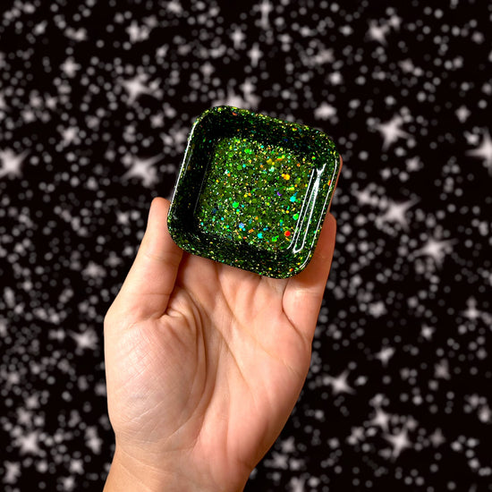 Mini green square epoxy resin trinket dish