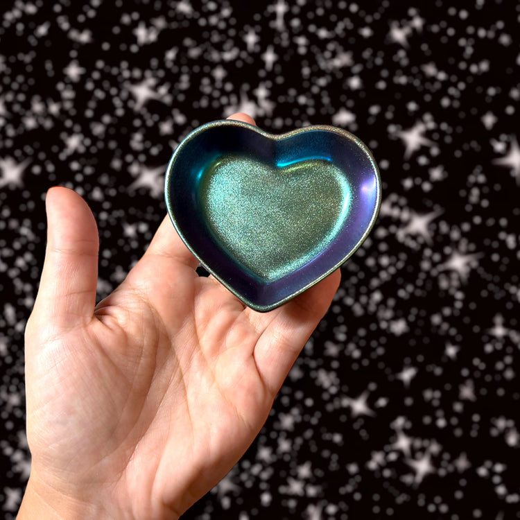 Mini holographic heart epoxy resin trinket dish