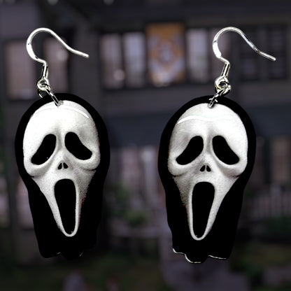 Scream-inspired Ghotsface mask resin statement earrings