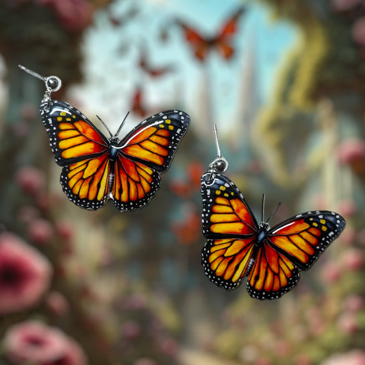 Monarch butterflies resin statement earrings