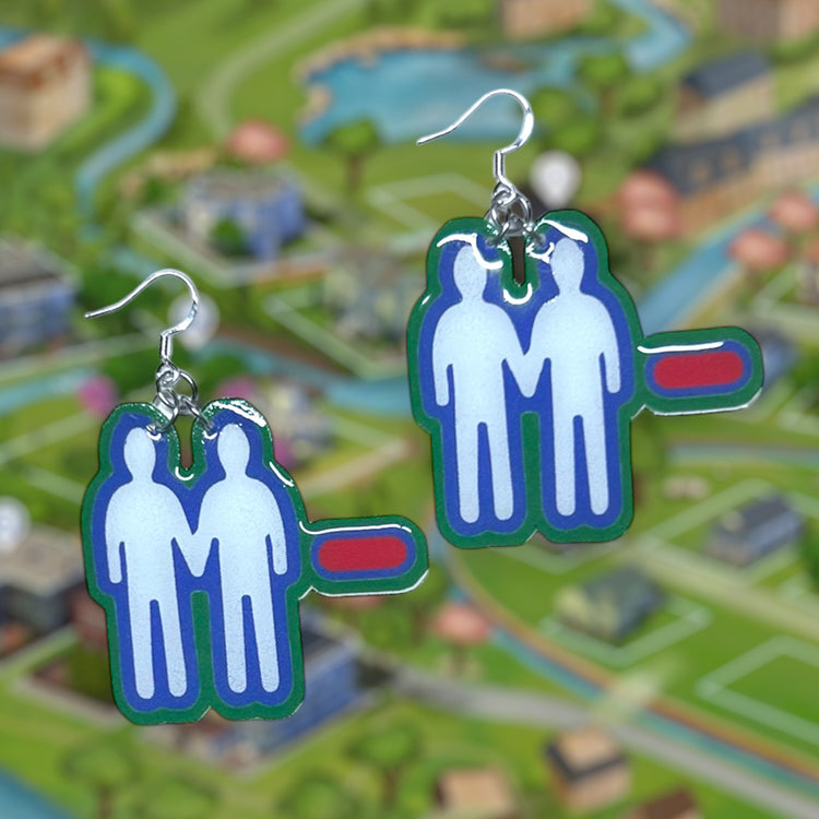 The Sims 4-inspired negative interaction icon resin statement earrings